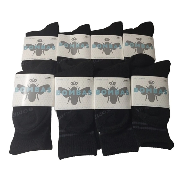 Bombas Crew Socks Size Small Lot of 8 Black - Picture 1 of 3